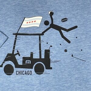 Travis Mathew Mens Chicago Golf Graphic T-Shirt Heather Blue Size Medium